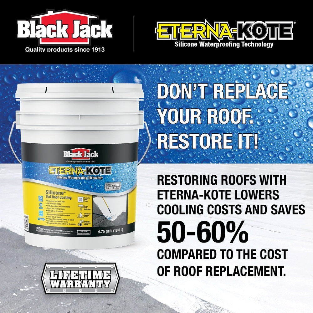 Black Jack Coatings 5576-1-30 Eterna-Kote 100% Silicone Roof Coating, Bright White, 5 Gallons