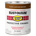 Rust-Oleum Stops Rust 7775502 Protective Enamel, Gloss Leather Brown, 1 Quart