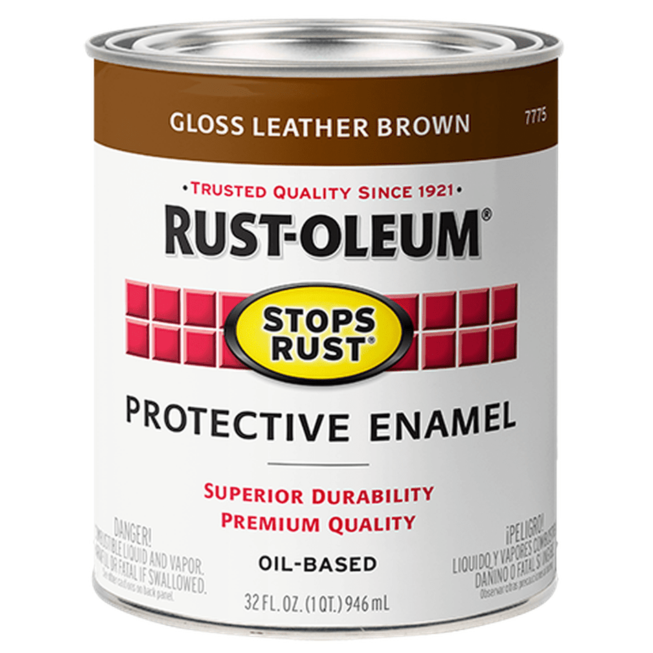 Rust-Oleum Stops Rust 7775502 Protective Enamel, Gloss Leather Brown, 1 Quart