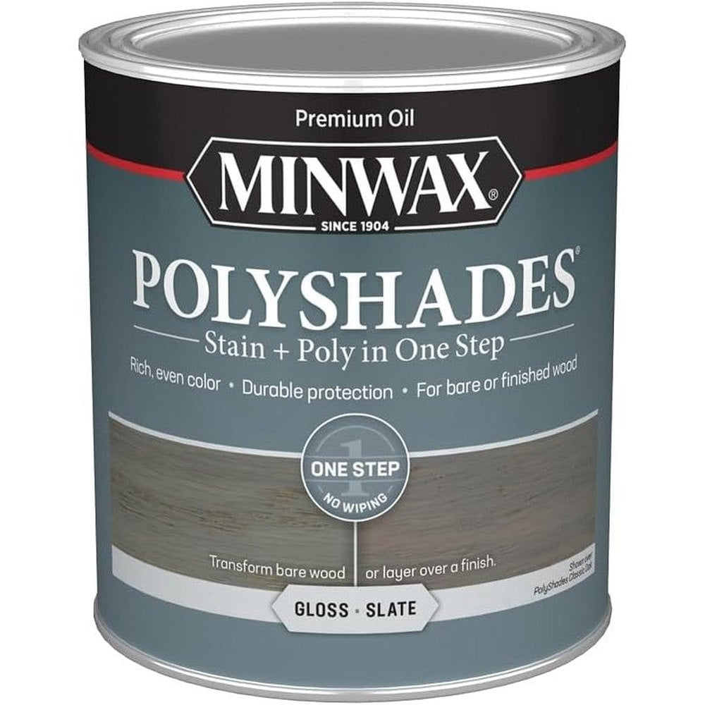 Minwax Polyshades Stain + Poly in One Step, 1 Quart, Gloss Slate