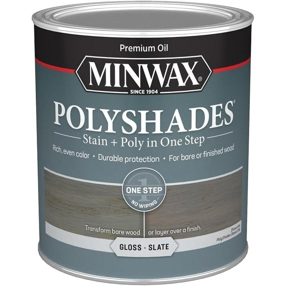Minwax Polyshades Stain + Poly in One Step, 1 Quart, Gloss Slate