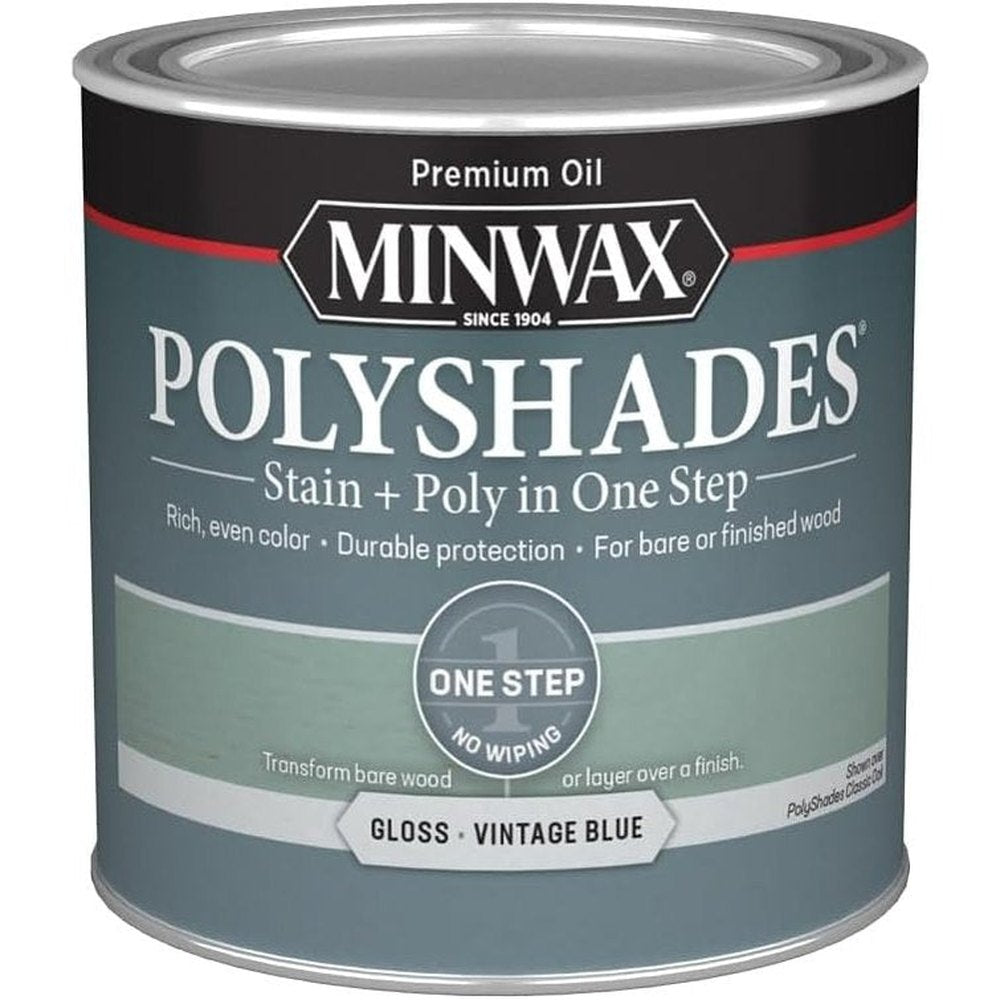 Minwax Polyshades Stain + Poly in One Step, Half Pint, Gloss Vintage Blue