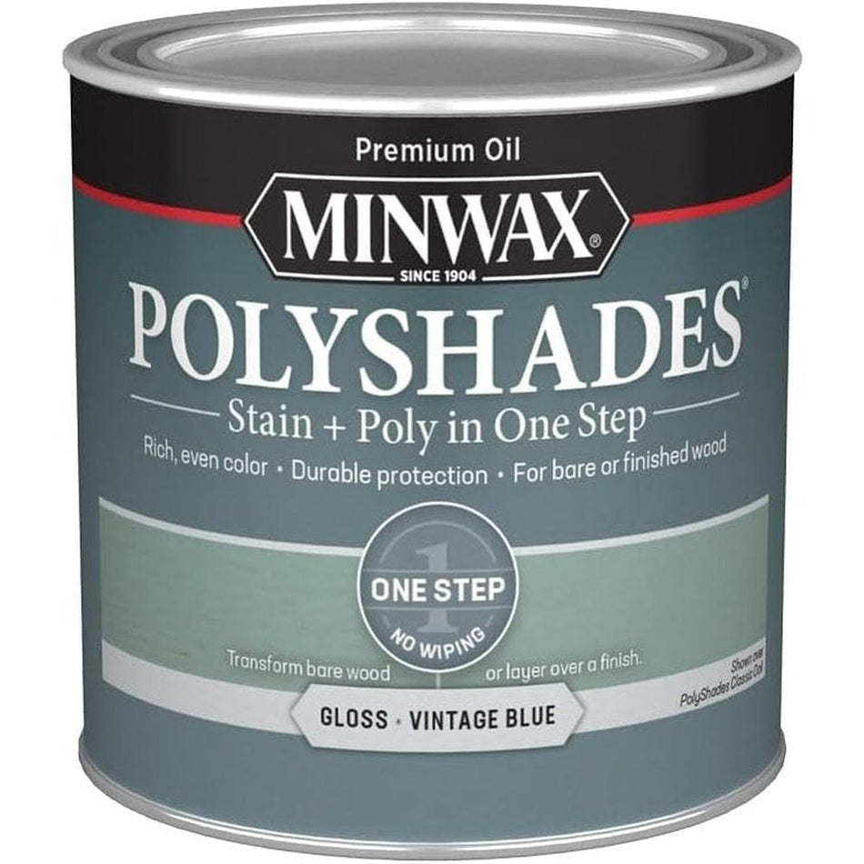 Minwax Polyshades Stain + Poly in One Step, Half Pint, Gloss Vintage Blue