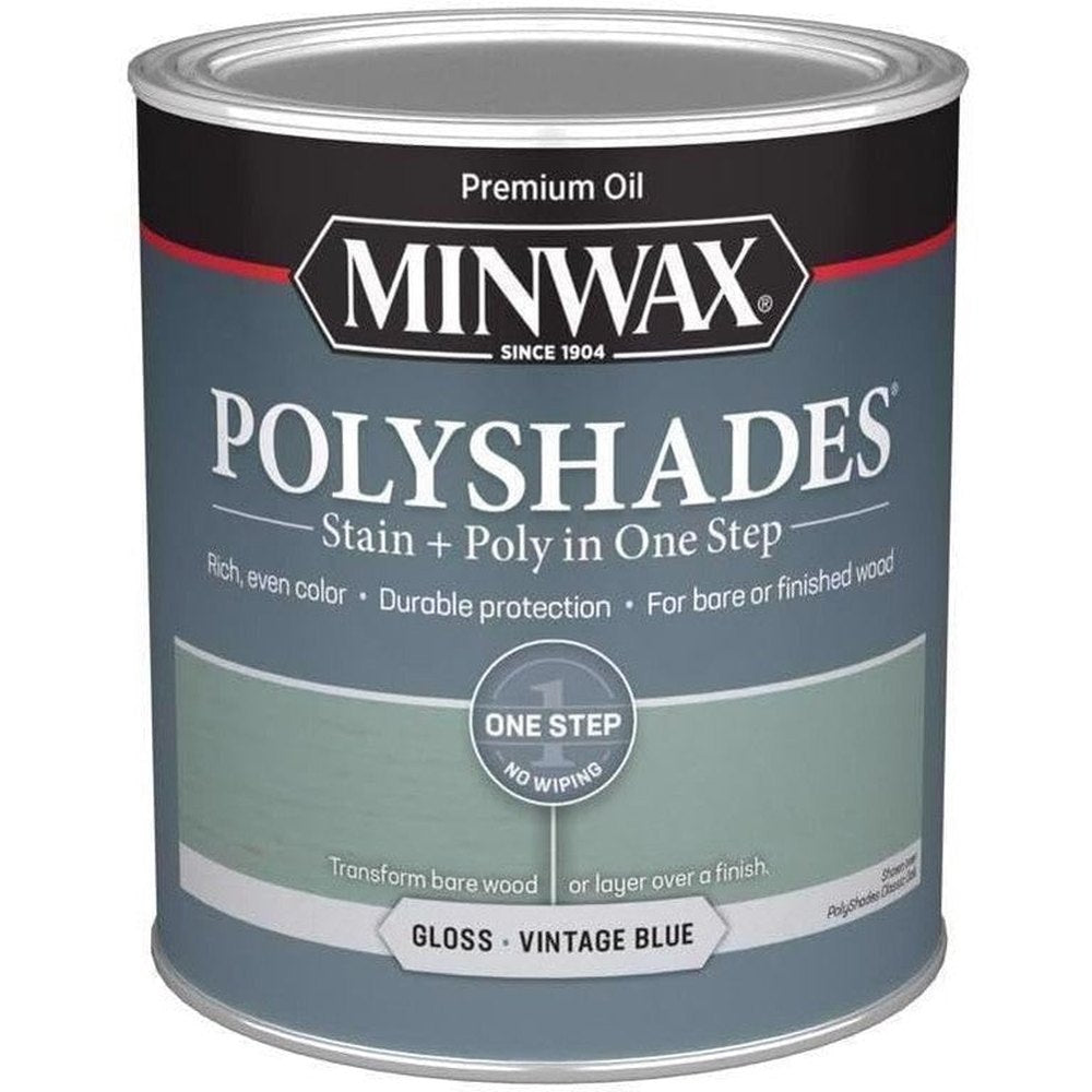 Minwax Polyshades Stain + Poly in One Step, 1 Quart, Gloss Vintage Blue