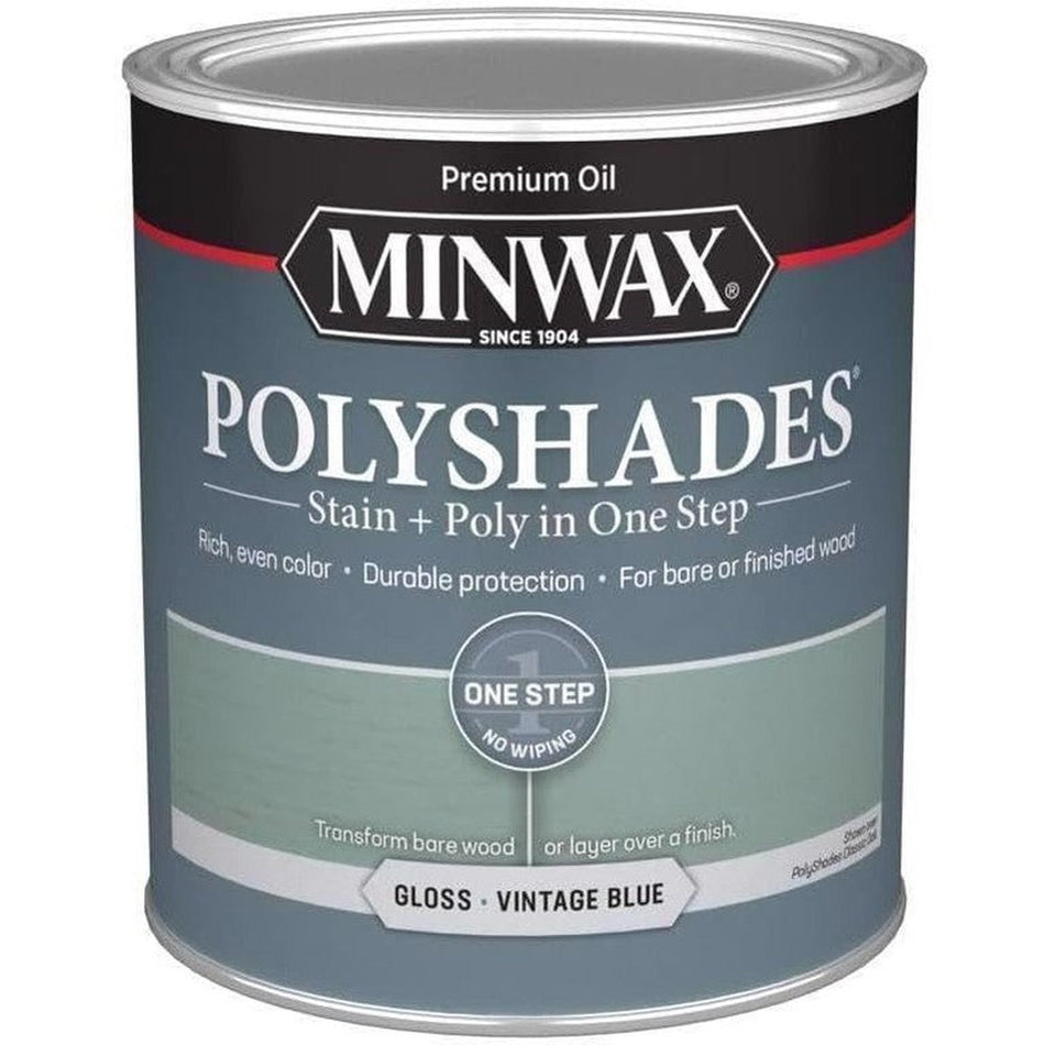 Minwax Polyshades Stain + Poly in One Step, 1 Quart, Gloss Vintage Blue