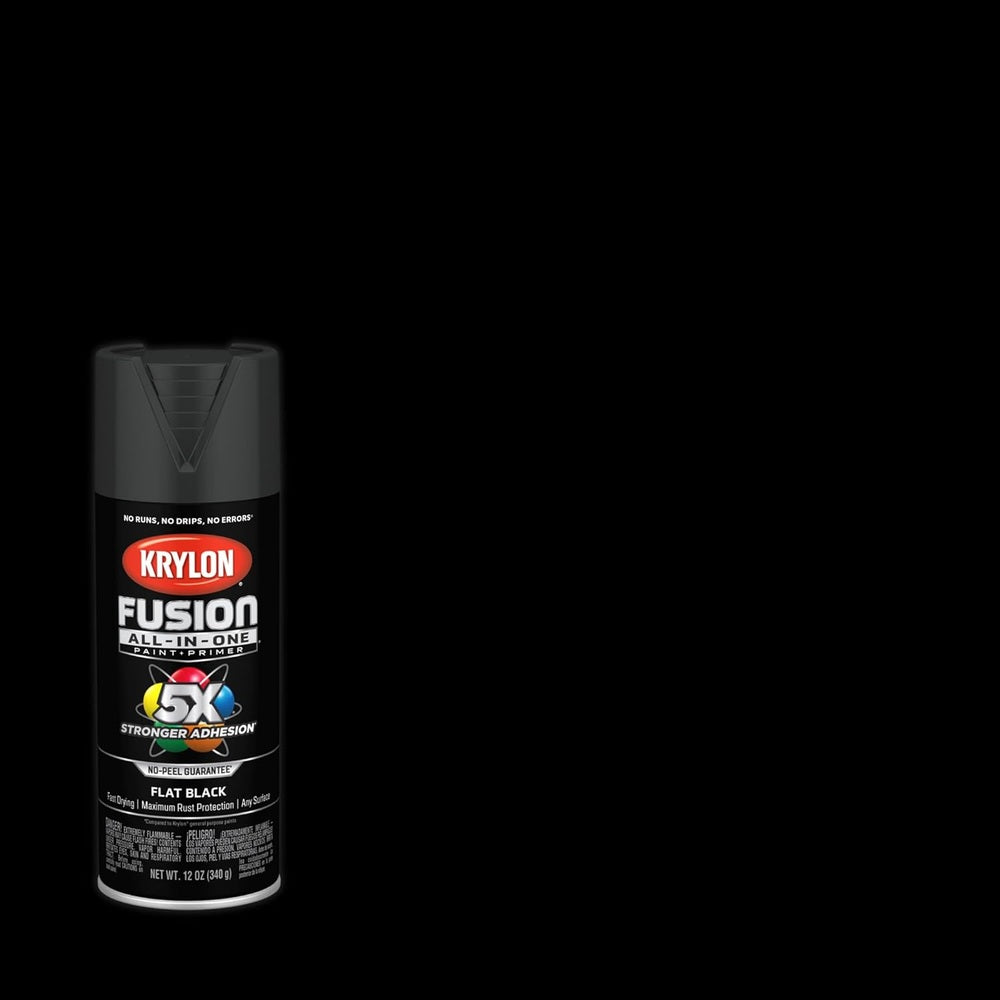 Krylon K02728007 Fusion All-in-One Spray Paint, Flat Black, 12 oz.