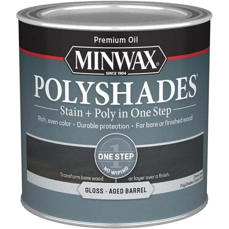 Minwax Polyshades Stain + Poly in One Step, Half Pint, Gloss Aged Barrel