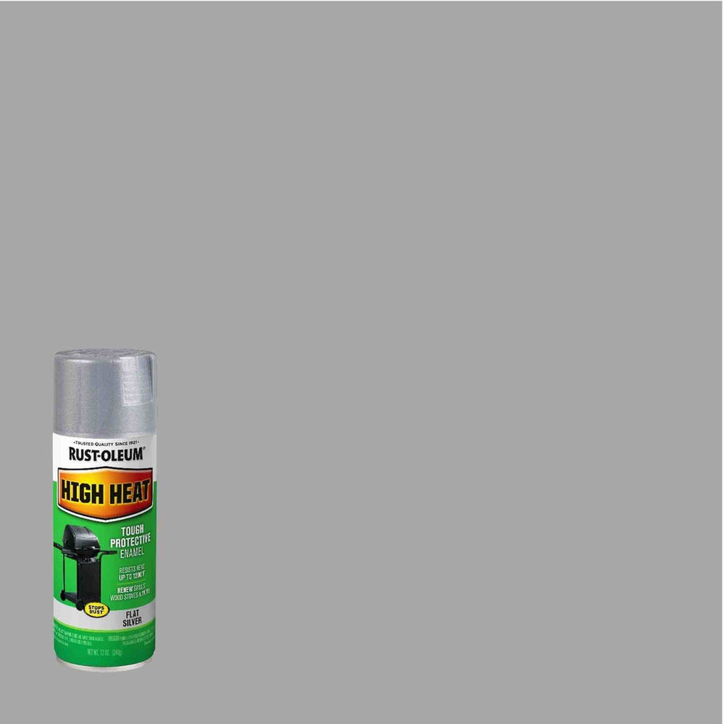 Rust-Oleum Specialty 7716830 High Heat Tough Protective Enamel Spray, Flat Silver, 12 oz.