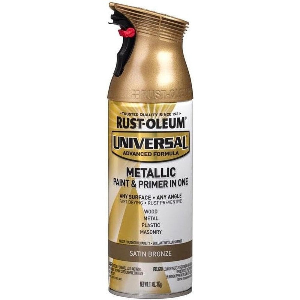 Rust-Oleum Universal 314560 Metallic Paint & Primer In One Spray, Satin Bronze, 11 oz.