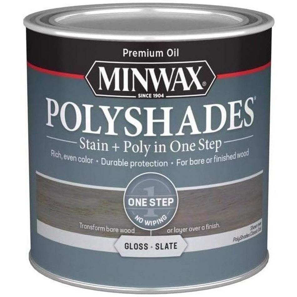 Minwax Polyshades Stain + Poly in One Step, Half Pint, Gloss Slate