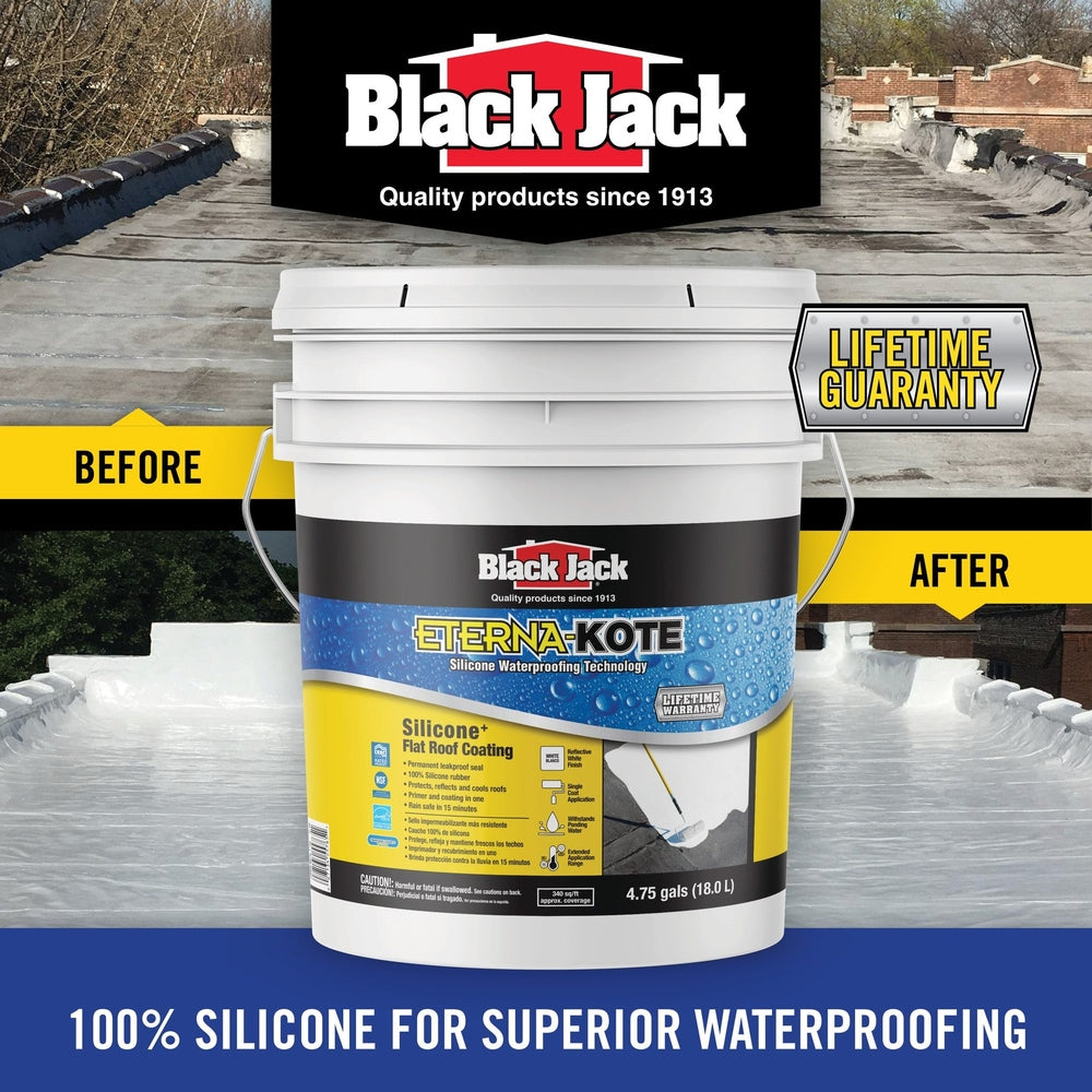 Black Jack Coatings 5576-1-30 Eterna-Kote 100% Silicone Roof Coating, Bright White, 5 Gallons