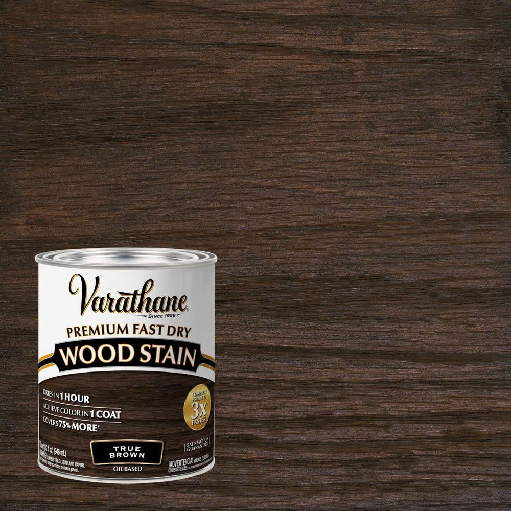Rust-Oleum Varathane 333661 Premium Fast Dry Wood Stain, True Brown, 1 Quart