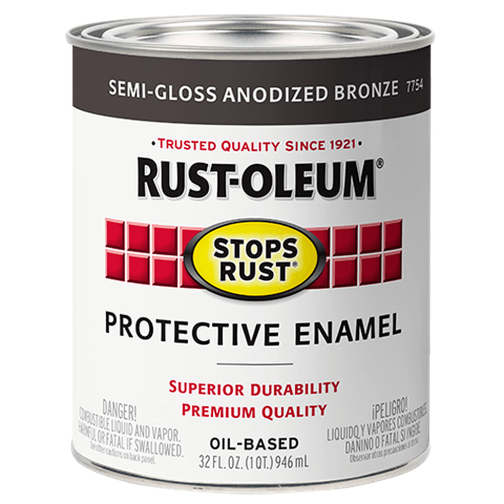 Rust-Oleum Stops Rust 7754502 Protective Enamel, Semi-Gloss Anodized Bronze, 1 Quart