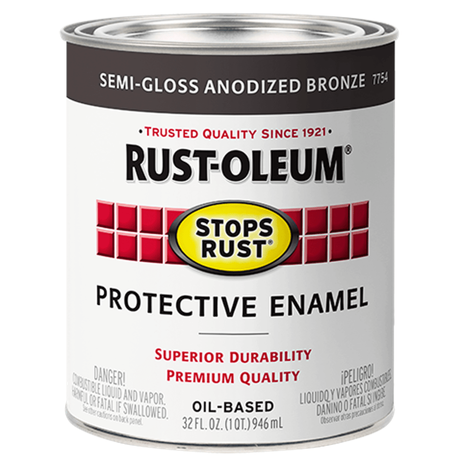 Rust-Oleum Stops Rust 7754502 Protective Enamel, Semi-Gloss Anodized Bronze, 1 Quart