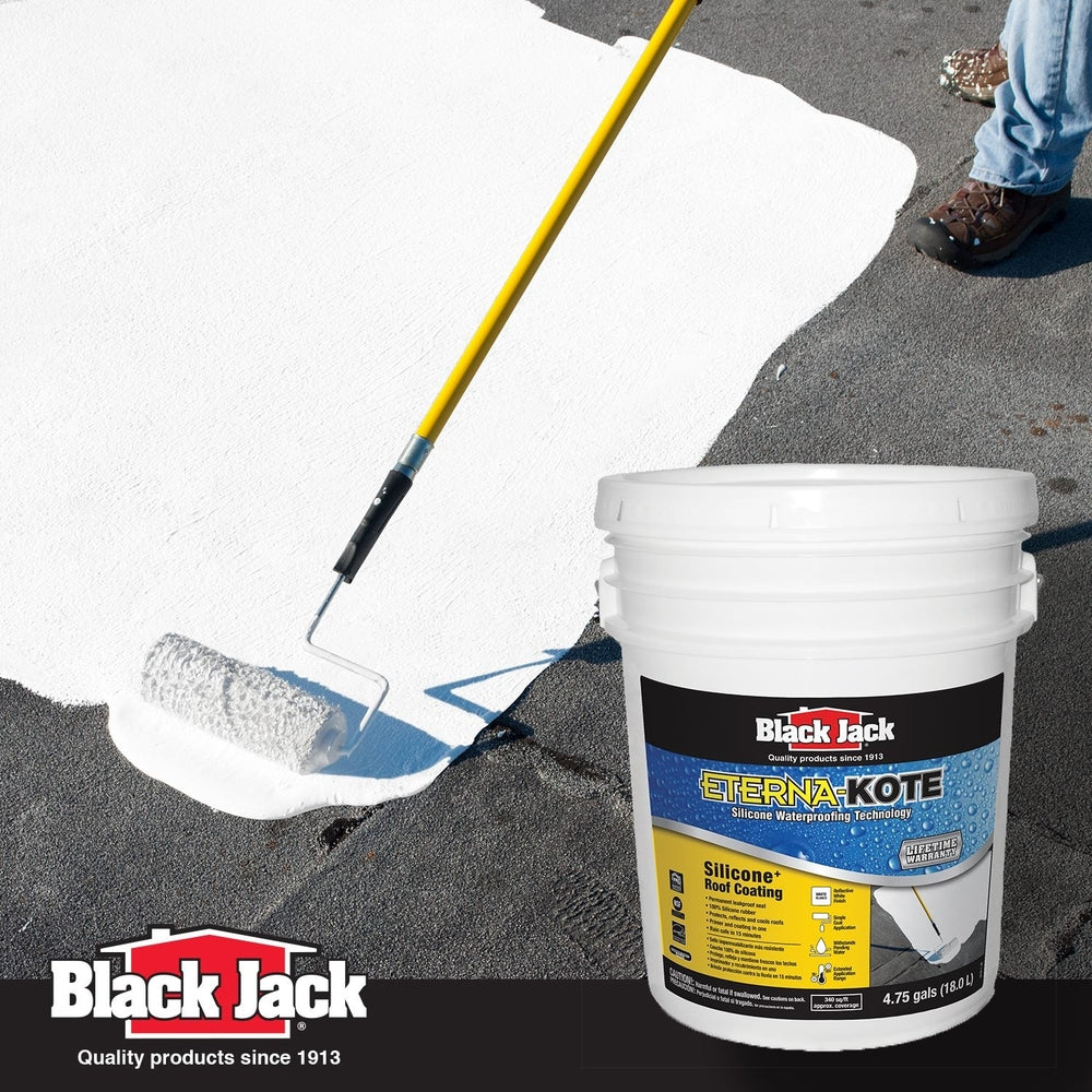 Black Jack Coatings 5576-1-30 Eterna-Kote 100% Silicone Roof Coating, Bright White, 5 Gallons