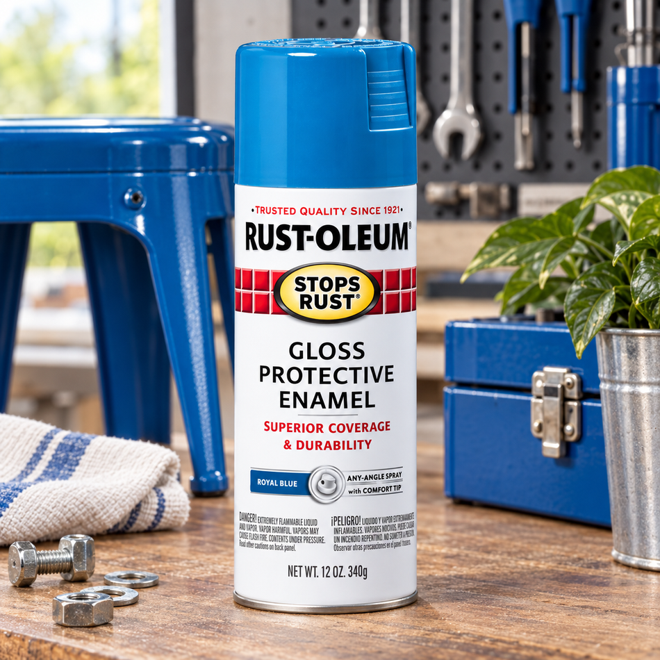 Rust-Oleum Stops Rust Protective Enamel Spray Paint – Gloss Royal Blue – 12 oz.