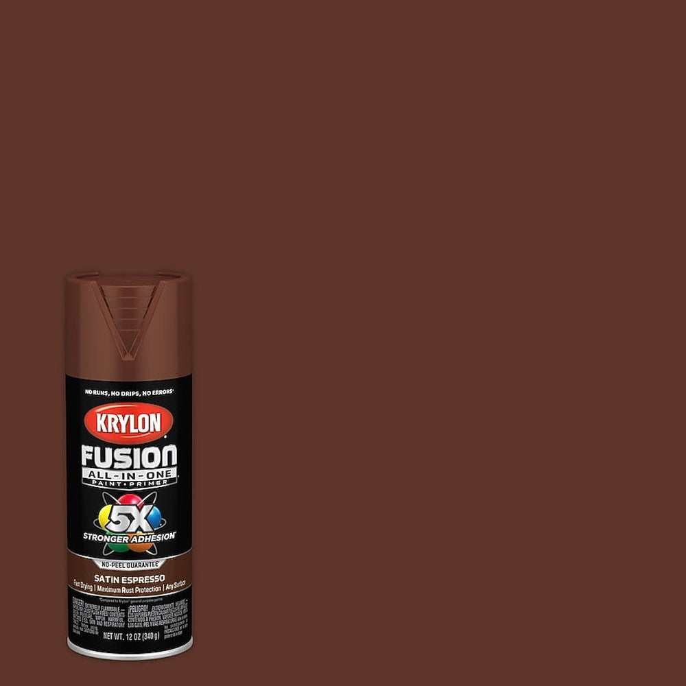 Krylon K02738007 Fusion All-in-One Spray Paint, Satin Espresso, 12 oz.