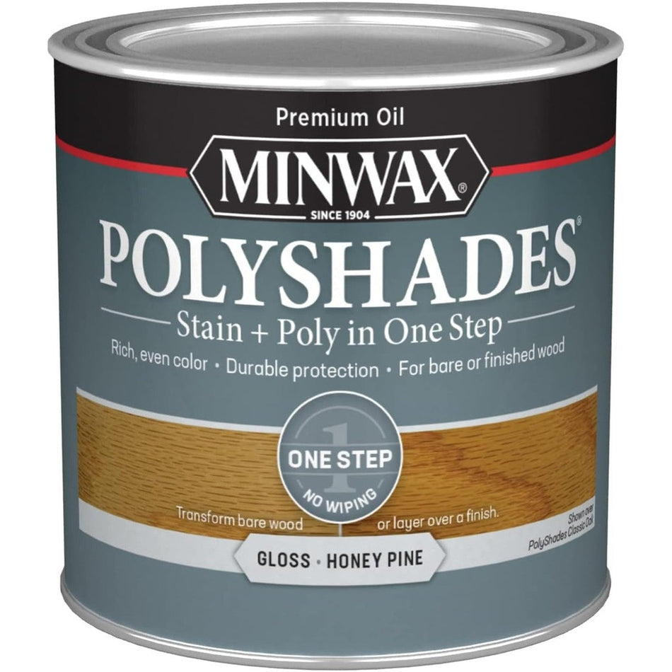 Minwax Polyshades Stain + Poly in One Step, Half Pint, Gloss Honey Pine