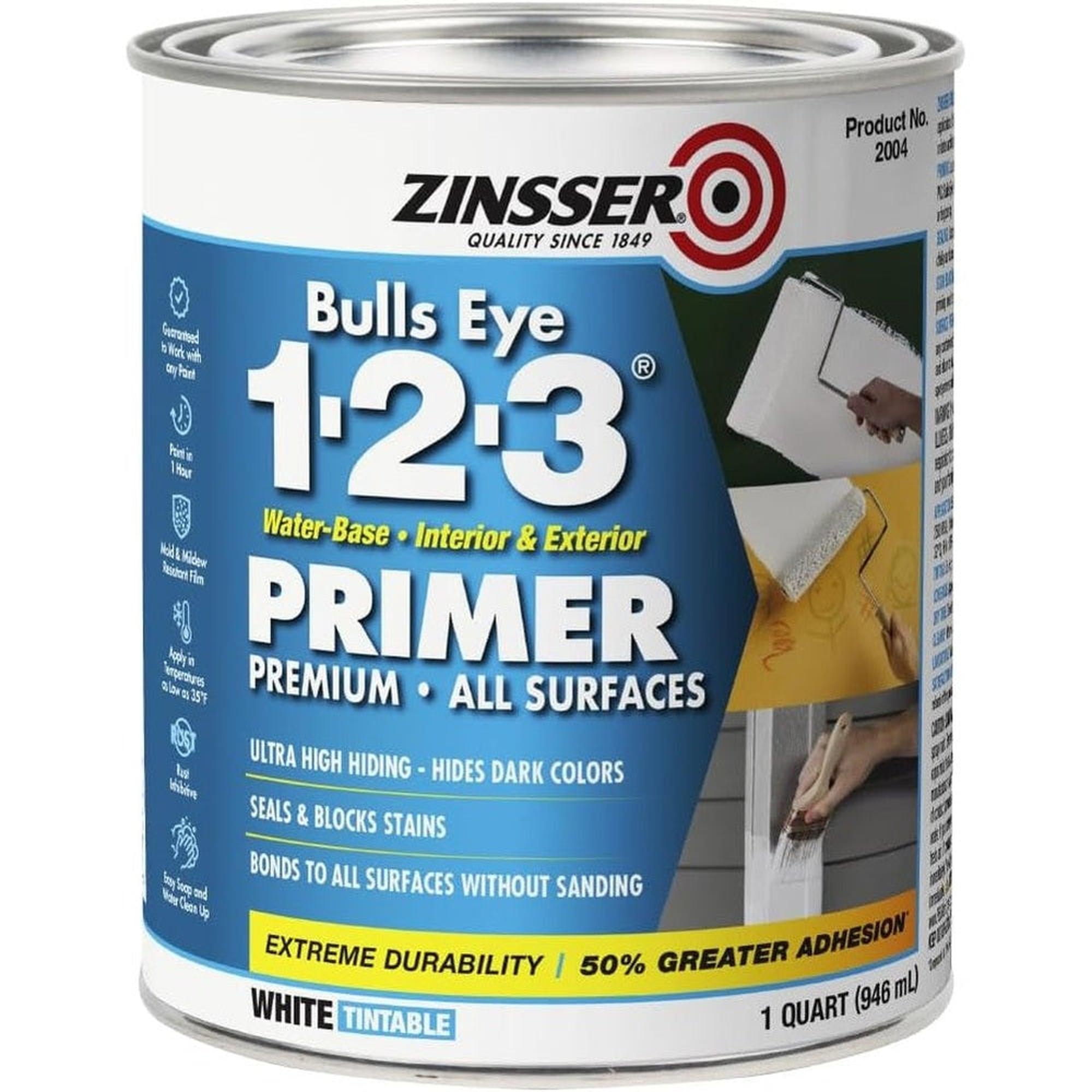 Rust-Oleum Zinsser 02004 Bulls Eye 1-2-3 Water-Base Primer, White (Tintable), 1 Quart