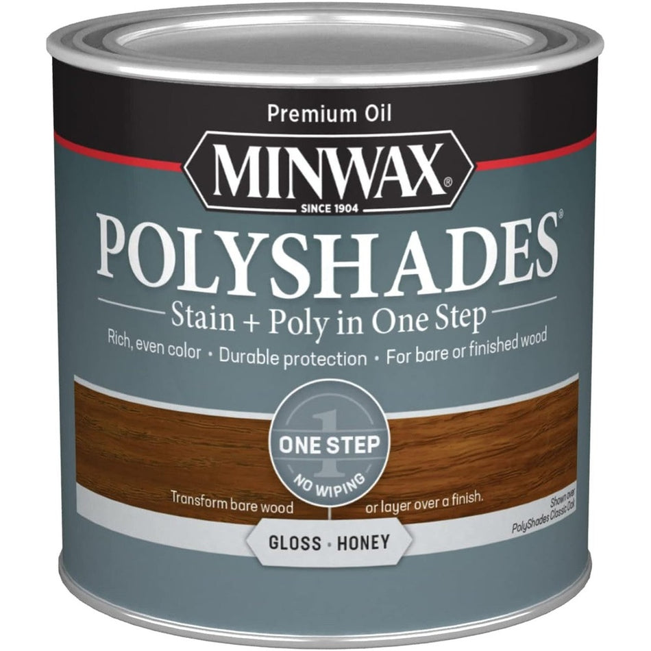 Minwax Polyshades Stain + Poly in One Step, Half Pint, Gloss Honey