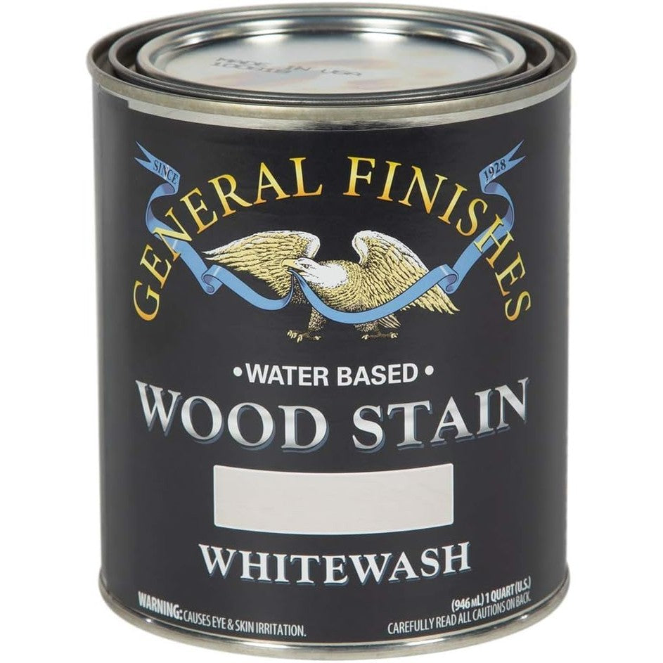 General Finishes Water-Based Wood Stain – Whitewash, 1 Quart