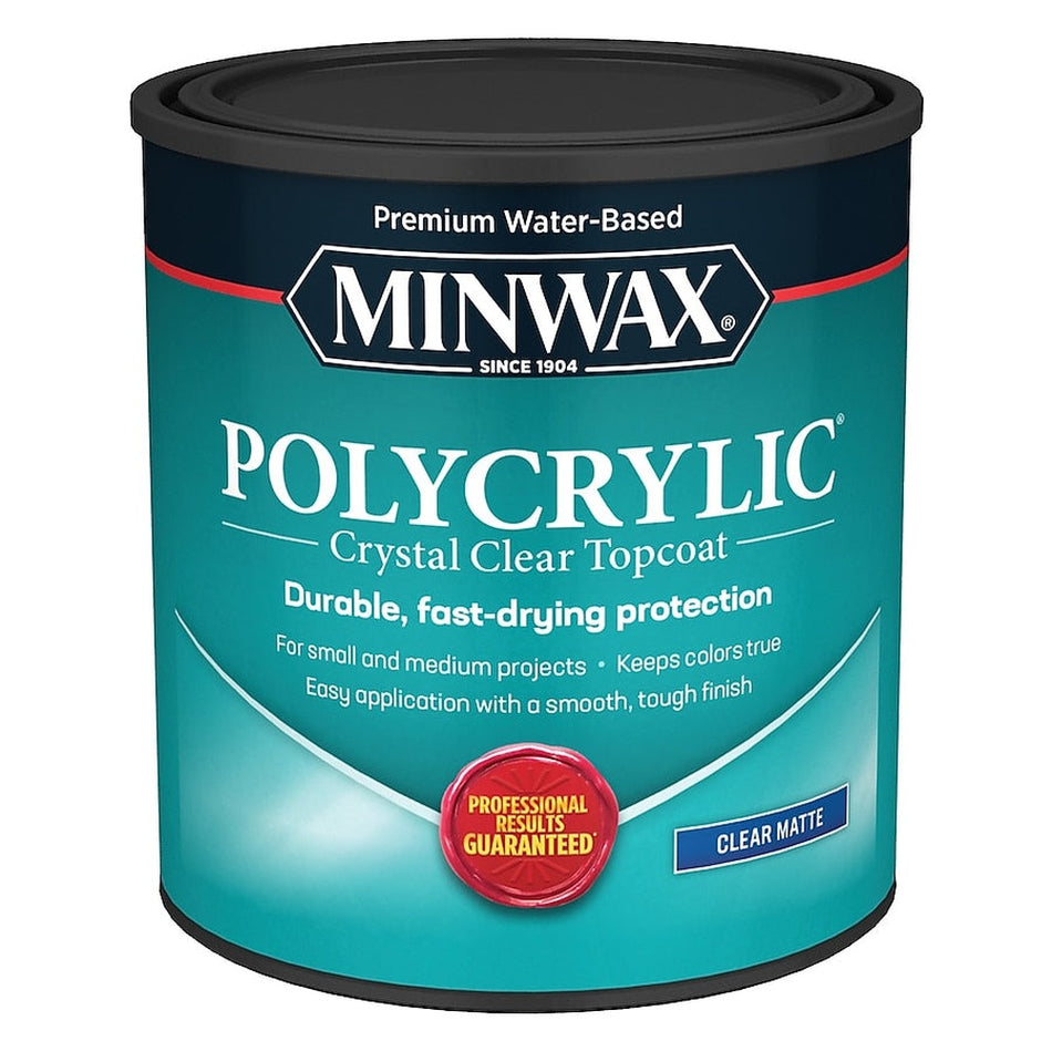 Minwax 622224444 1 Quart Clear Matte Water Based Polycrylic Protective Finish