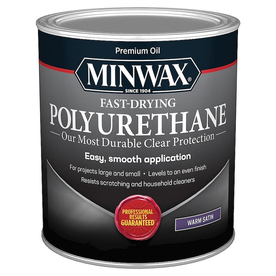 Minwax 63010444 1 Quart Clear Warm Satin Fast-Drying Polyurethane