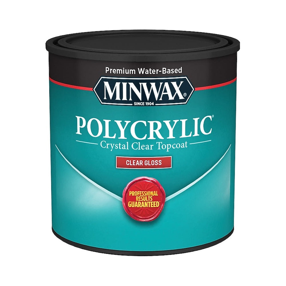 Minwax 255554444 Half Pint Clear Gloss Water Based Polycrylic Protective Finish