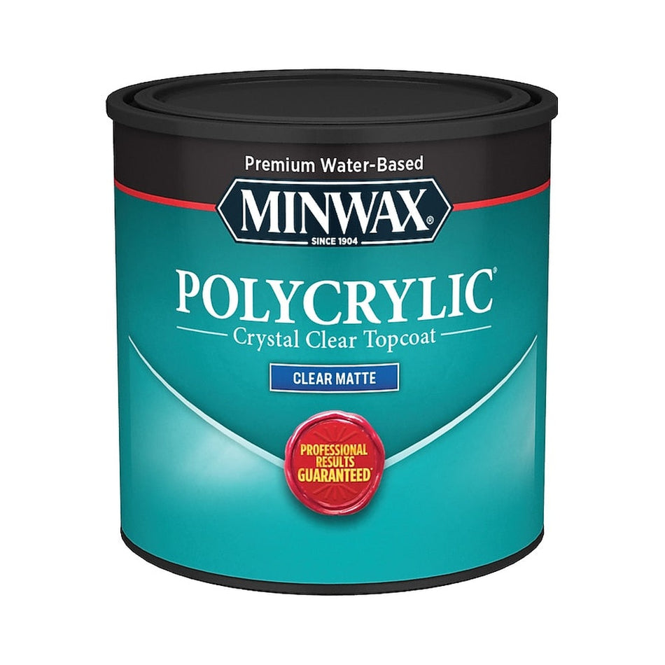 Minwax 222224444 Half Pint Clear Matte Water Based Polycrylic Protective Finish