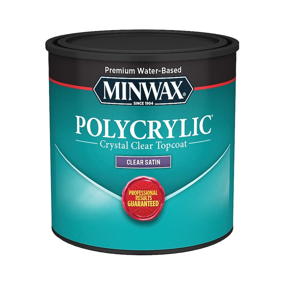 Minwax 233334444 Half Pint Clear Satin Water Based Polycrylic Protective Finish