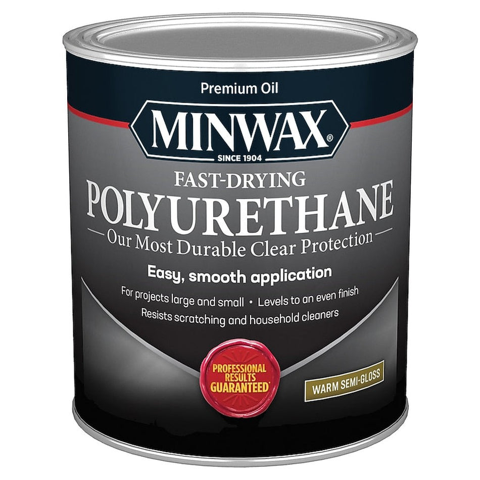 Minwax 63005444 1 Quart Clear Warm Semi-Gloss Fast-Drying Polyurethane