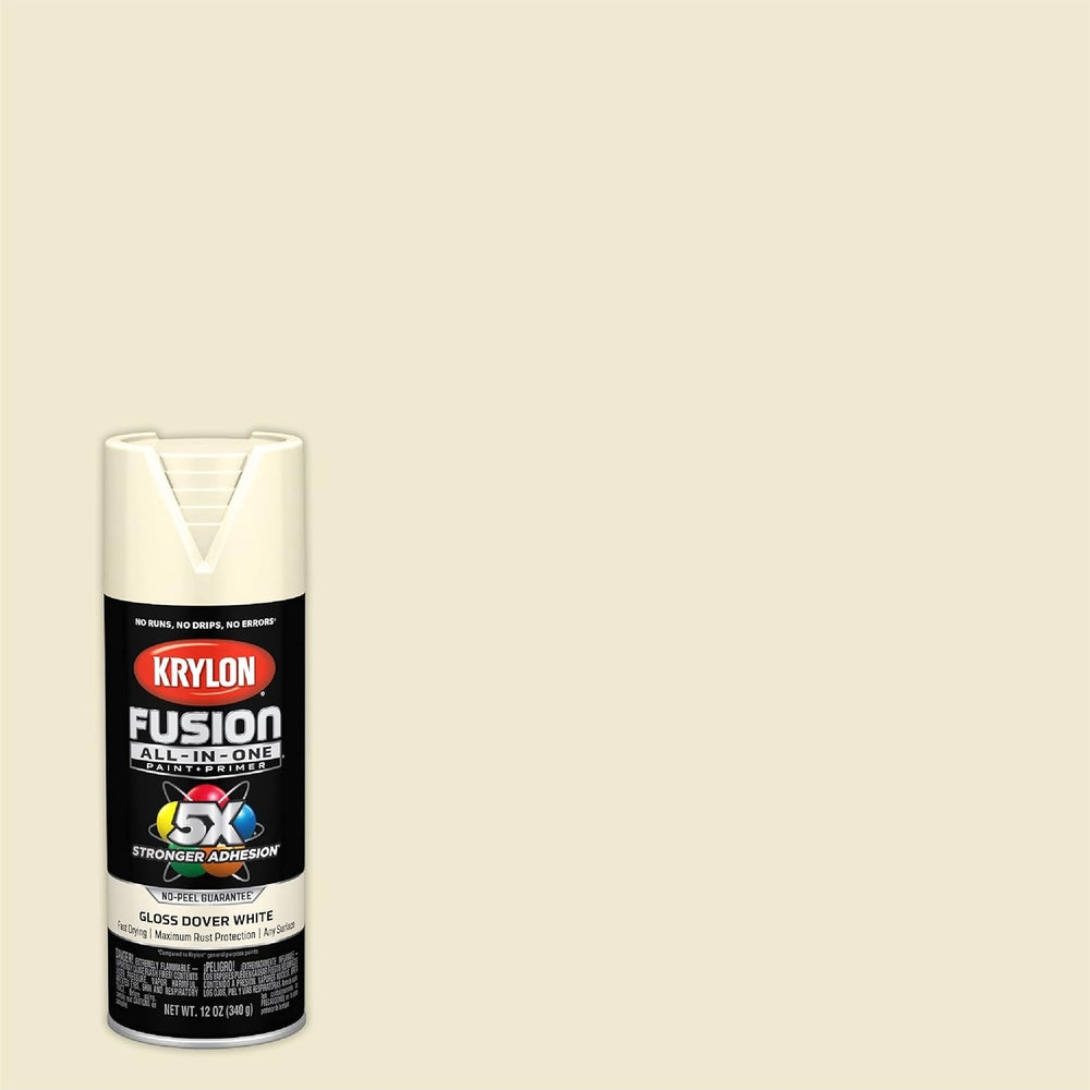 Krylon K02706007 Fusion All-in-One Spray Paint, Gloss Dover White, 12 oz.