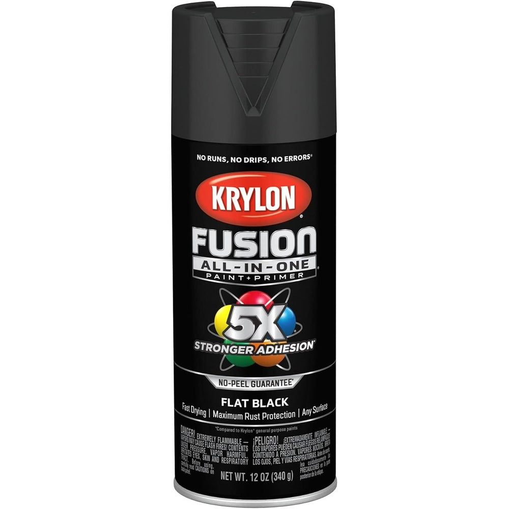 Krylon K02728007 Fusion All-in-One Spray Paint, Flat Black, 12 oz.