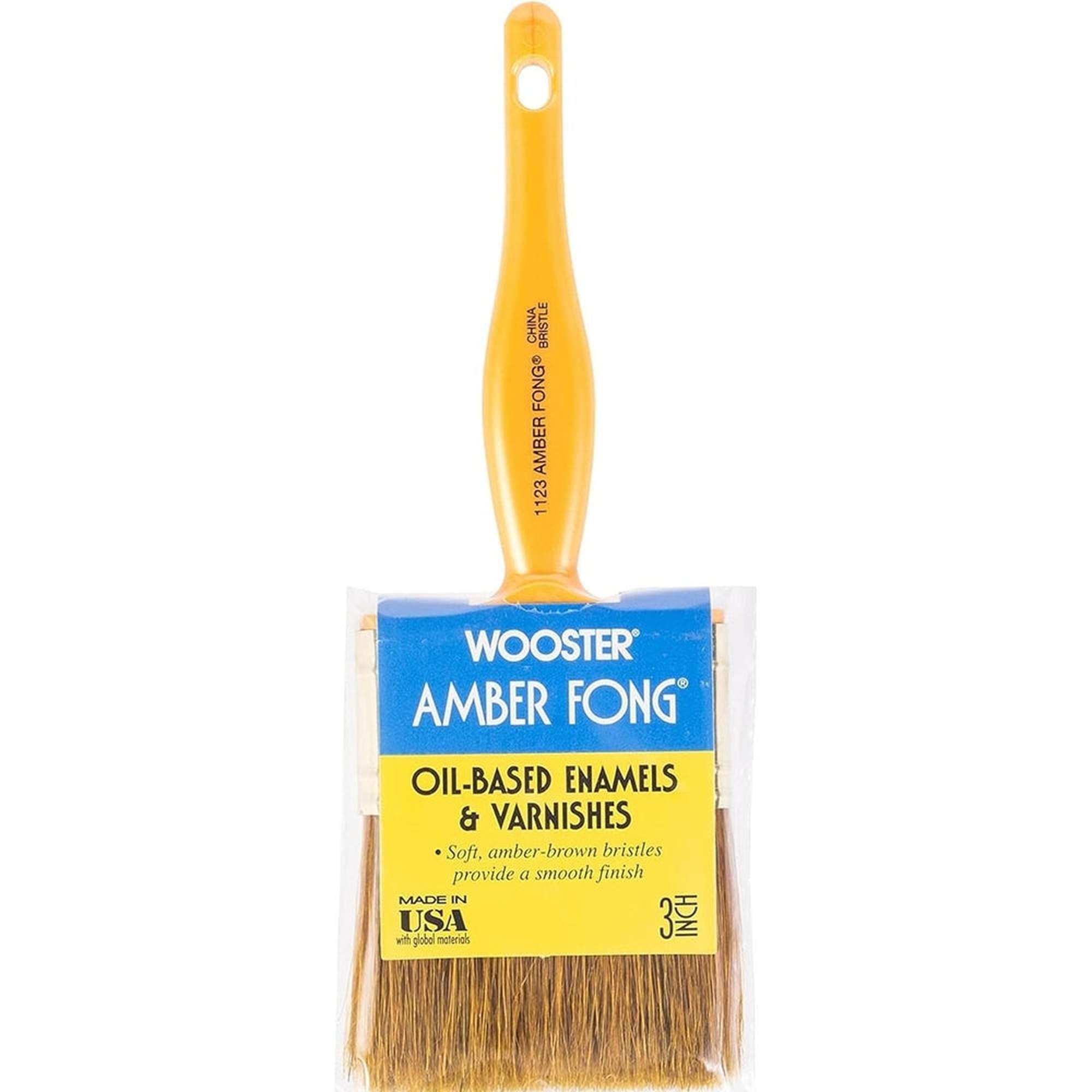 Wooster 1123 Amber Fong Flat Plastic Brush, 3" (Case of 12)