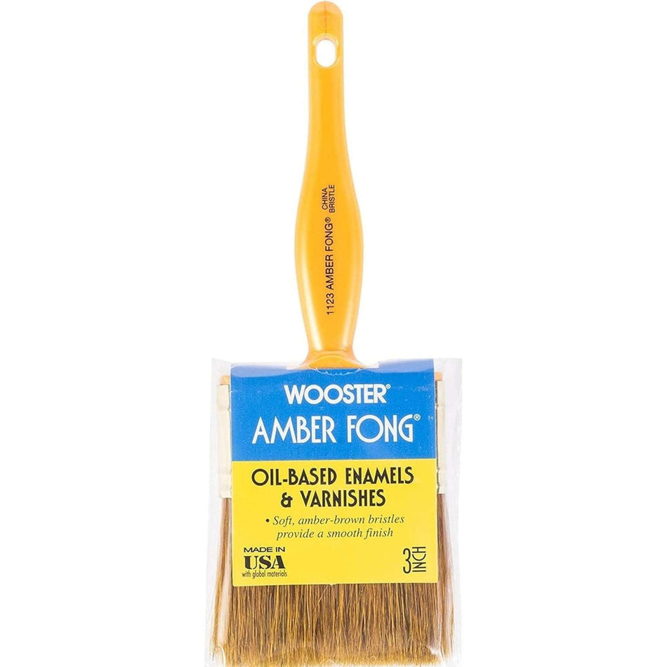 Wooster 1123 Amber Fong Flat Plastic Brush, 3" (Case of 12)