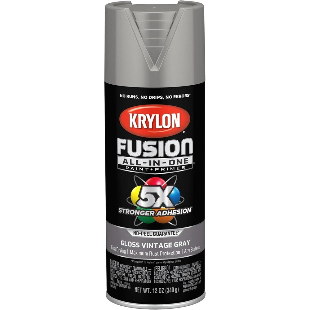 Krylon K02726007 Fusion All-in-One Spray Paint, Gloss Vintage Gray, 12 oz.
