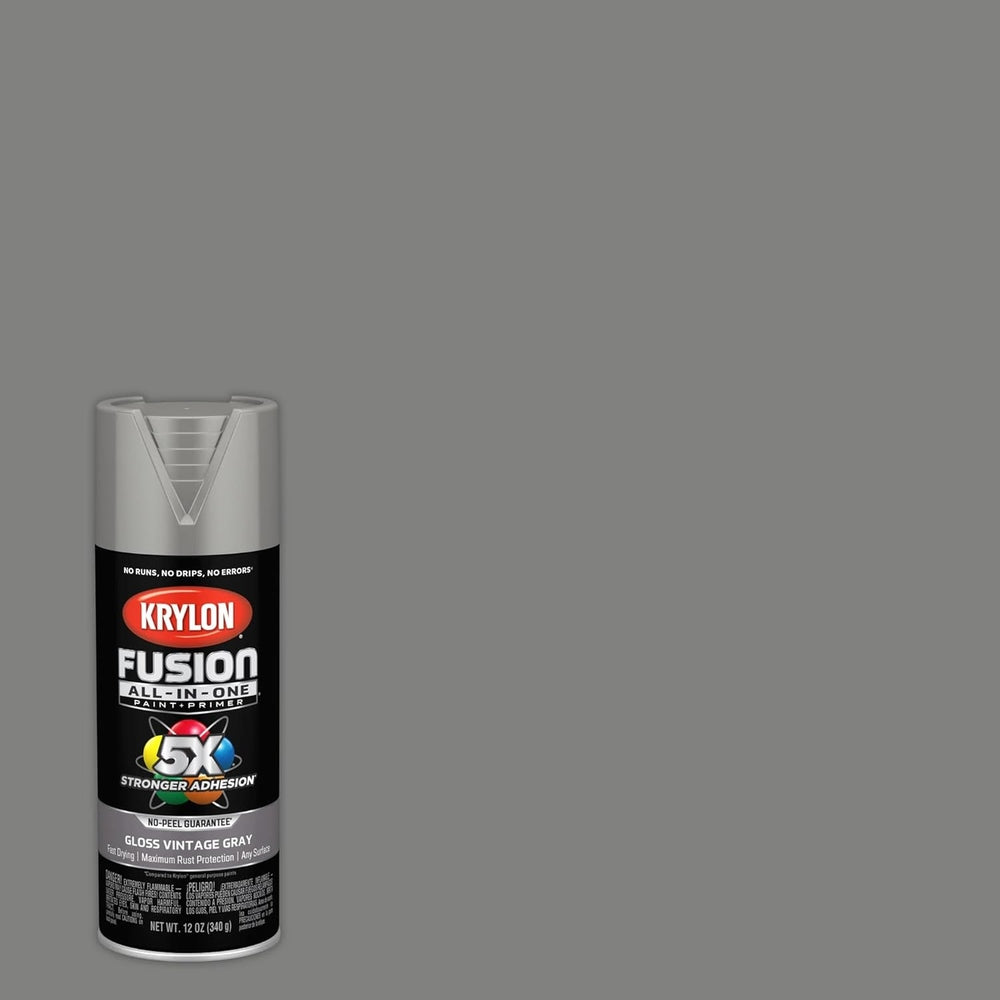 Krylon K02726007 Fusion All-in-One Spray Paint, Gloss Vintage Gray, 12 oz.
