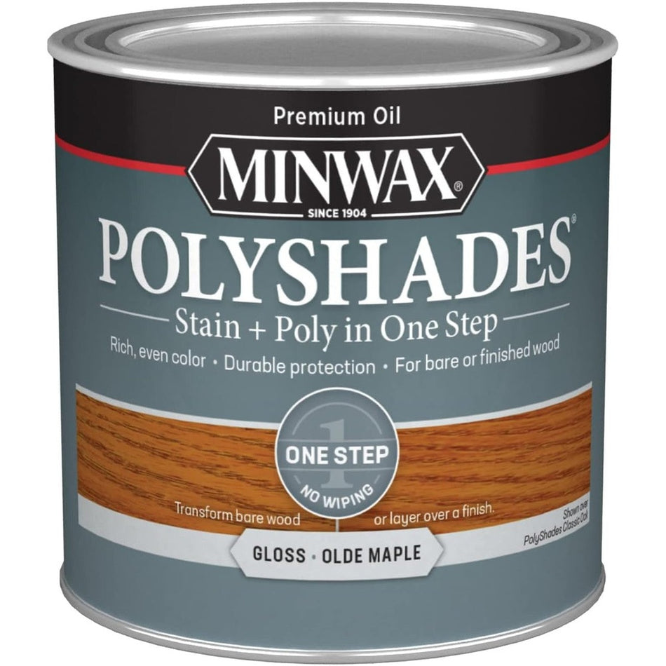 Minwax Polyshades Stain + Poly in One Step, Half Pint, Gloss Olde Maple