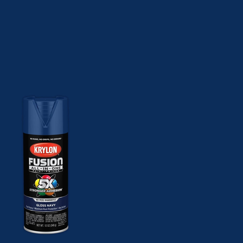 Krylon K02714007 Fusion All-in-One Spray Paint, Gloss Navy, 12 oz.