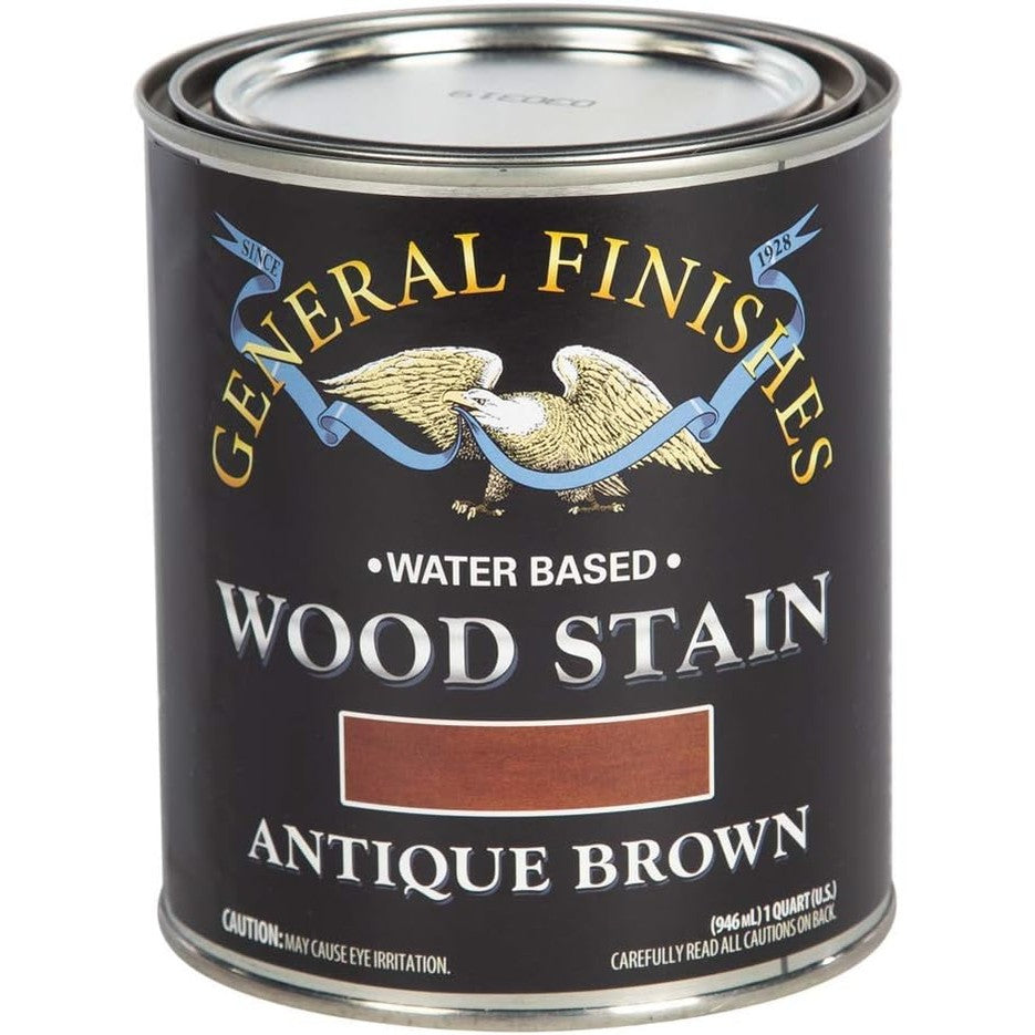 General Finishes Water-Based Wood Stain – Antique Brown, 1 Quart