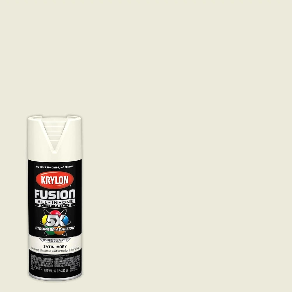 Krylon K02739007 Fusion All-in-One Spray Paint, Satin Ivory, 12 oz.