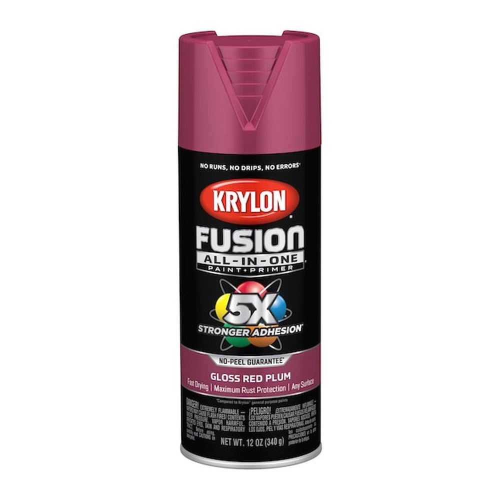 Krylon K02939007 Fusion All-in-One Spray Paint, Gloss Red Plum, 12 oz.