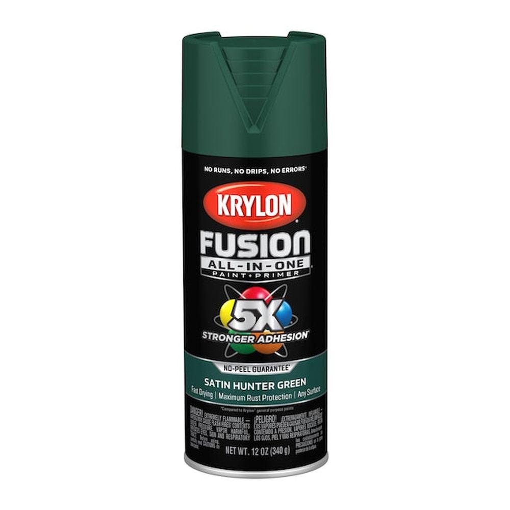 Krylon K02943007 Fusion All-in-One Spray Paint, Satin Hunter Green, 12 oz.