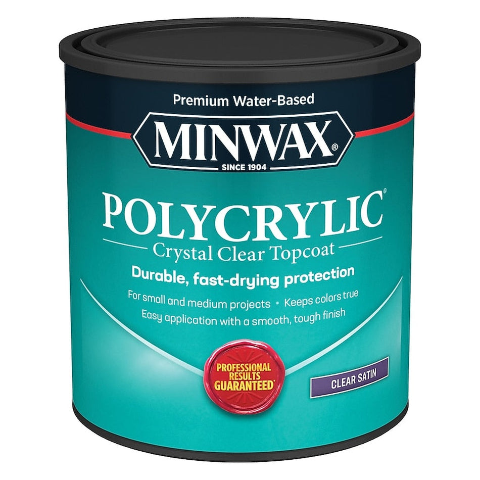 Minwax 63333444 1 Quart Clear Satin Water Based Polycrylic Protective Finish