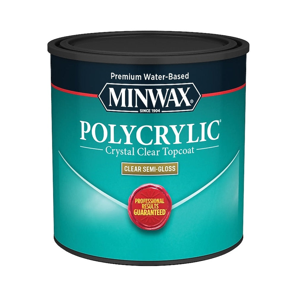 Minwax 244444444 Half Pint Clear Semi-Gloss Water Based Polycrylic Protective Finish