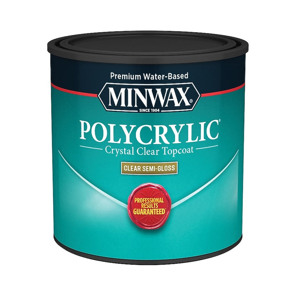 Minwax 244444444 Half Pint Clear Semi-Gloss Water Based Polycrylic Protective Finish