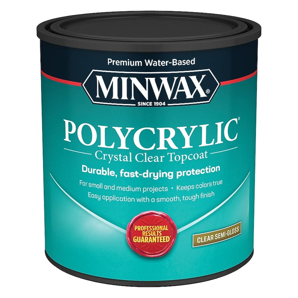 Minwax 64444444 1 Quart Clear Semi-Gloss Water Based Polycrylic Protective Finish