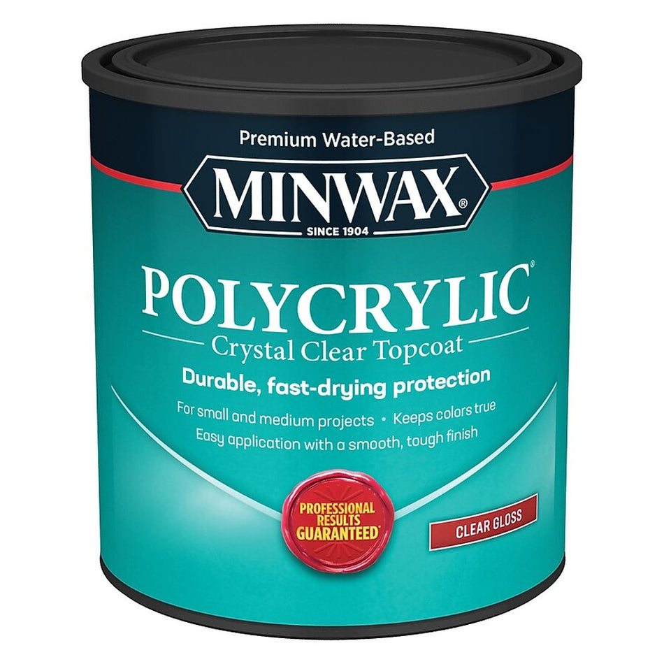 Minwax 65555444 1 Quart Clear Gloss Water Based Polycrylic Protective Finish
