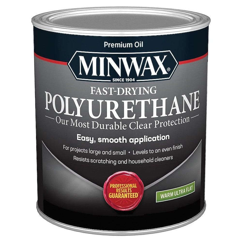 Minwax 630154444 1 Quart Clear Warm Ultra Flat Fast-Drying Polyurethane