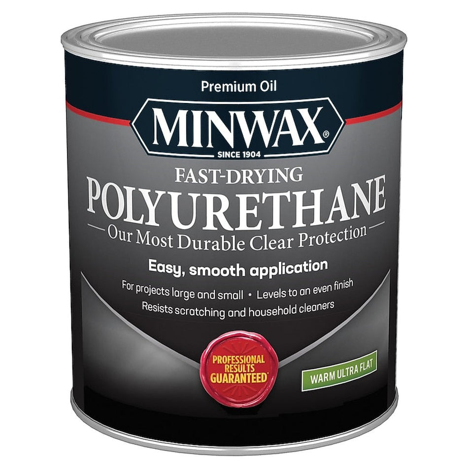 Minwax 630154444 1 Quart Clear Warm Ultra Flat Fast-Drying Polyurethane
